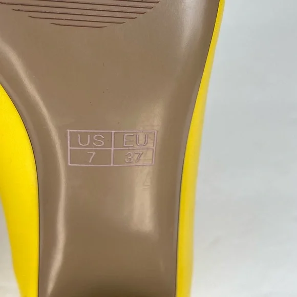 Wayderns Square Heels Pumps Shoes Size 7 Neon Yellow Preppy Career Y2K Inspired - Picture 8 of 9